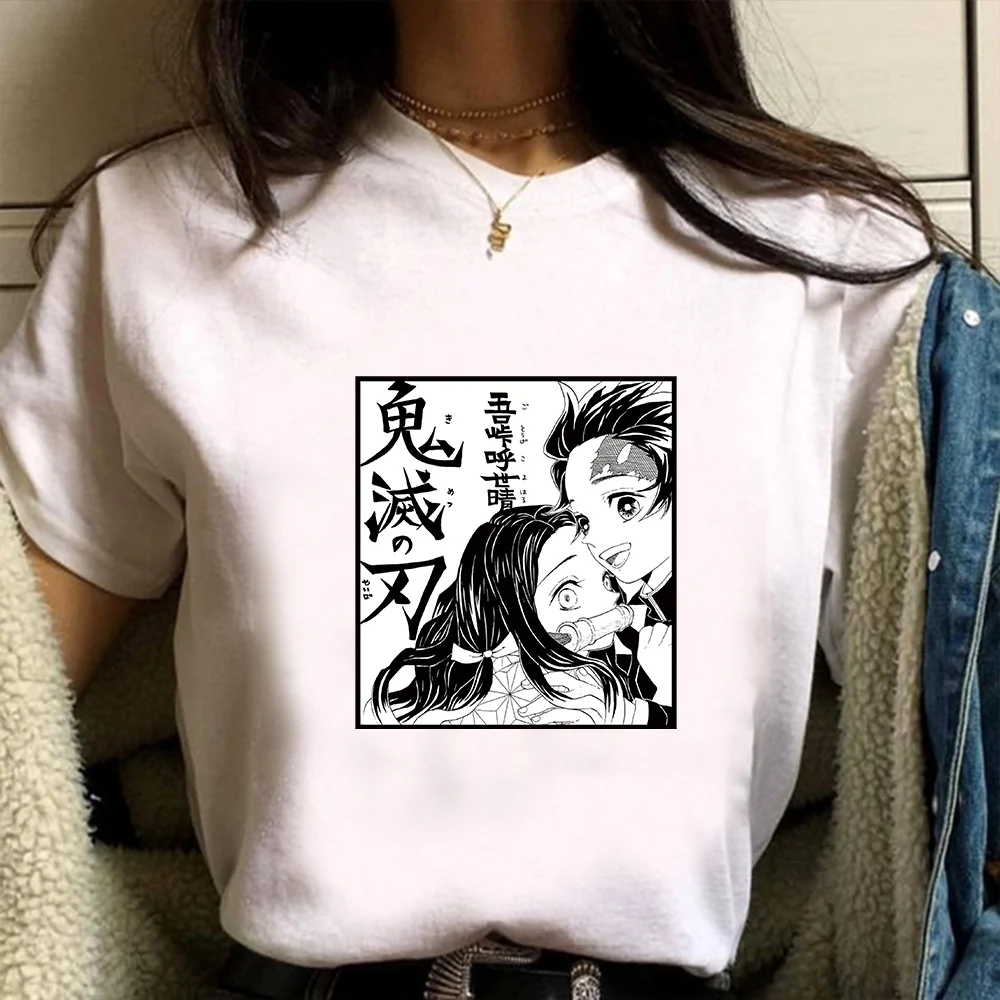 2022 Funny Anime Demon Slayer Print T Shirt Vintage Chic Costume Aesthetic Round Neck T-shirt Causal Tops Unisex