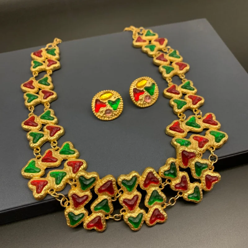 

Женское Ожерелье со стеклянным сердечком, в стиле ретро