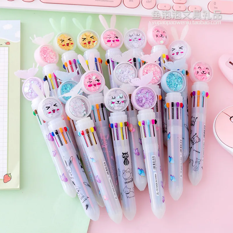 10pcs/lot Cute rabbit cat 10 Colors Chunky Ballpoint Pen Rollerball Pen School Office Supply Gift Stationery Papelaria Escolar