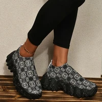 women platform leopard sneakers slip on elastic band vulcanized female sport shoes ladies summer footwear plus size