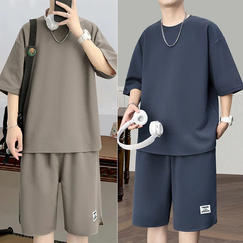 Summer Sets Men Fashion Oversized Short Sleeve T-shirt Shorts Two Piece Men Streetwear Loose Sports Set Mens Short Sets M-3XL