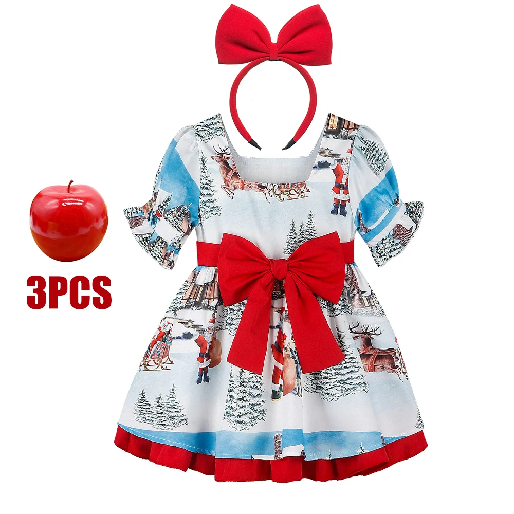 2024 рождественское платье с бантом детская повседневная одежда принтом лося