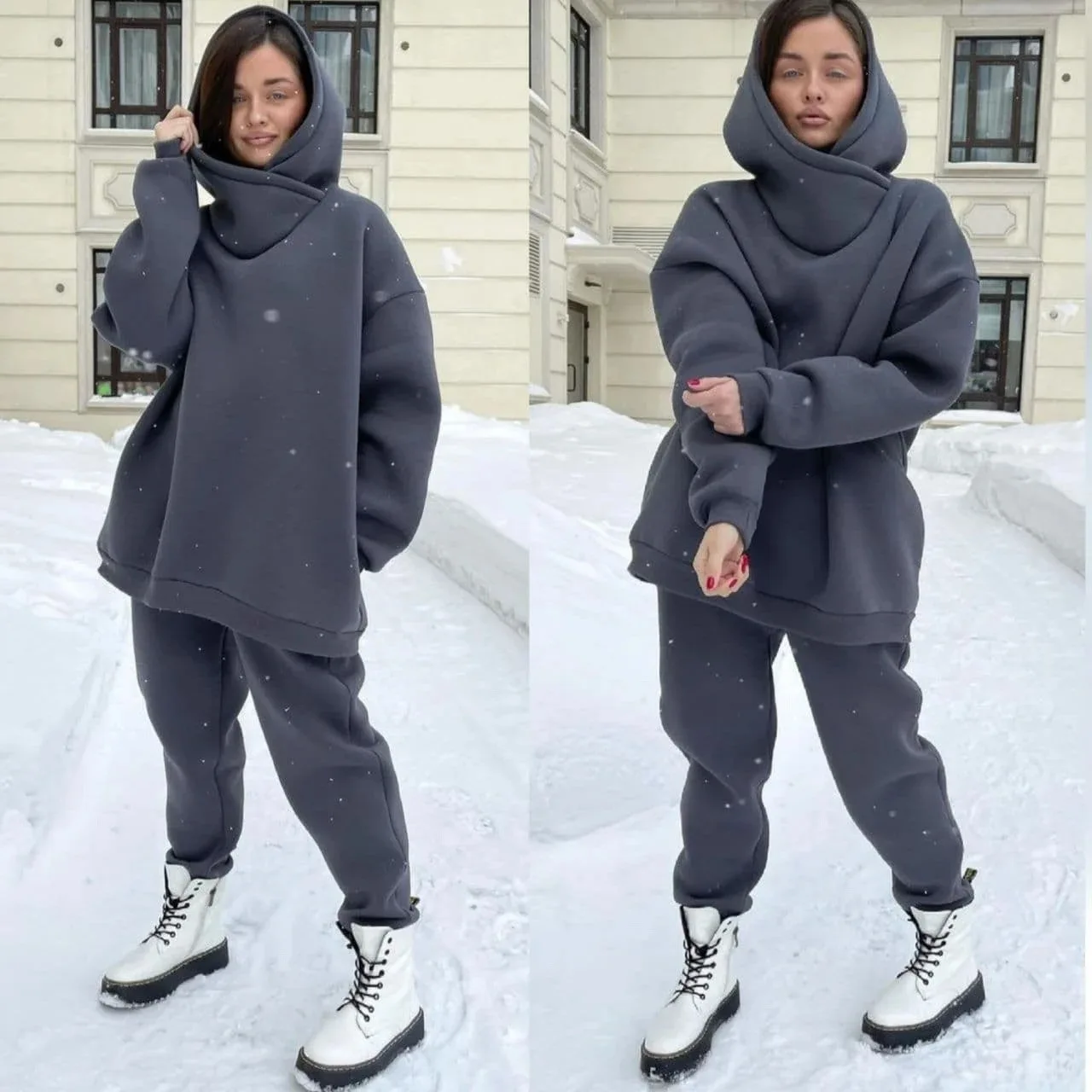 

Casual women fall/winter two-piece hooded sweatshirt and pants sweatsuit set