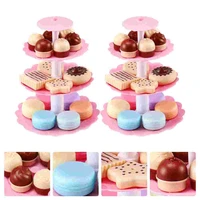 2 sets dessert tower playset durable desserts tower afternoon tea playset cake dessert for home kids