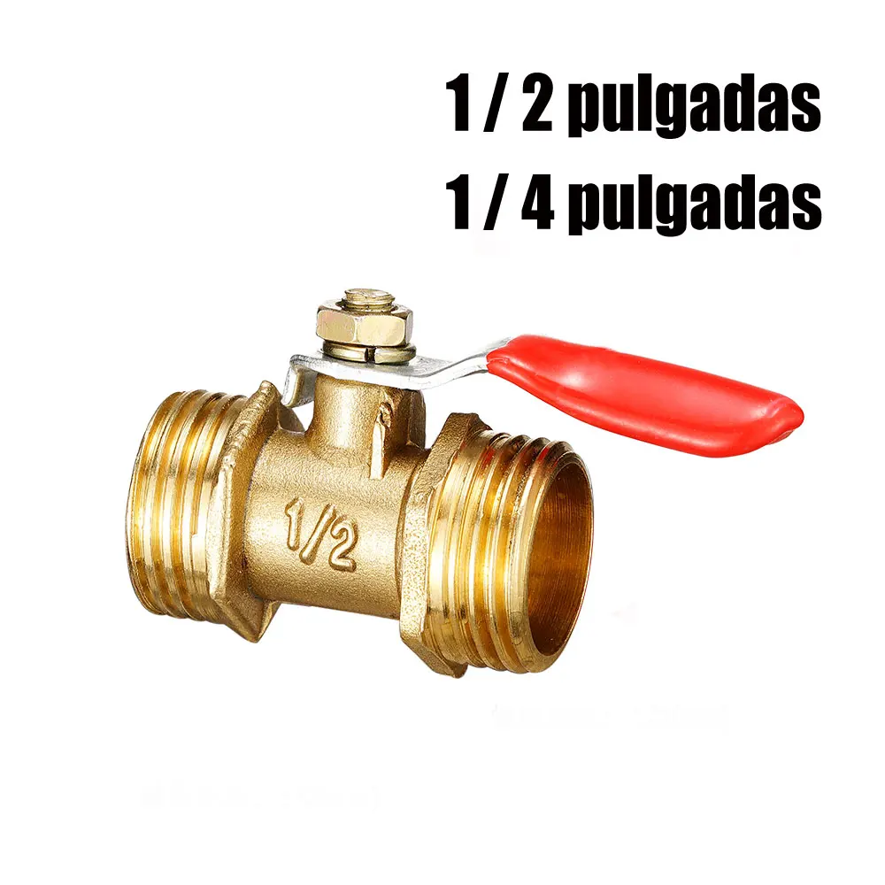 

1/4" 1/2" Brass Ball Valve Male Thread Ball Valve Brass Connector Joint Copper Pipe Fitting Coupler Adapter