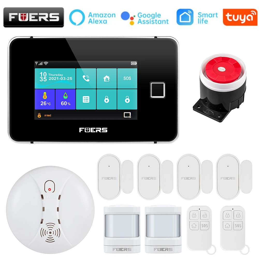 

Tuya WiFi GSM Home Security Alarm System 4.3-inch IPS Touch Screen Wireless 433MHz Burglar Alarm Kit SOS Works with Google Alexa