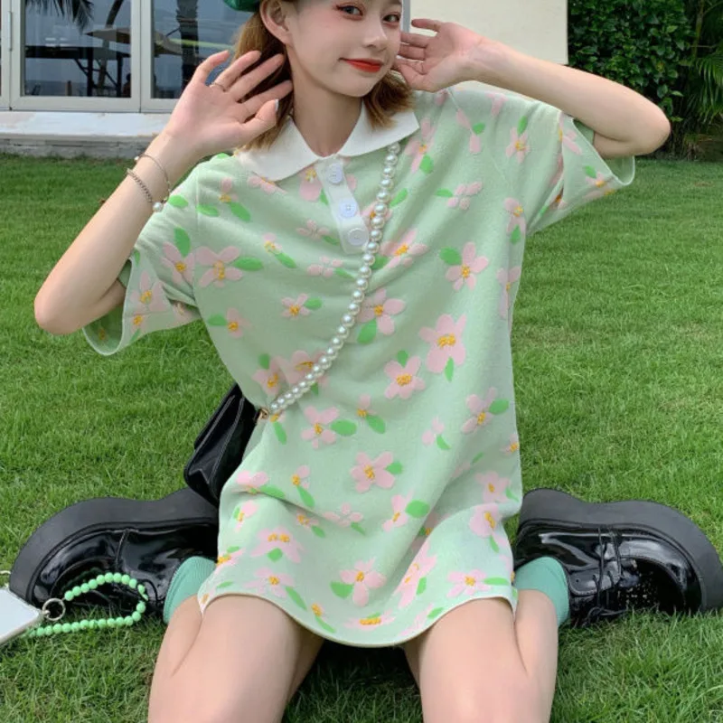 

loose dresses for women 2022 Spring Summer Knit Embroidered vestidos robe femme ropa mujer