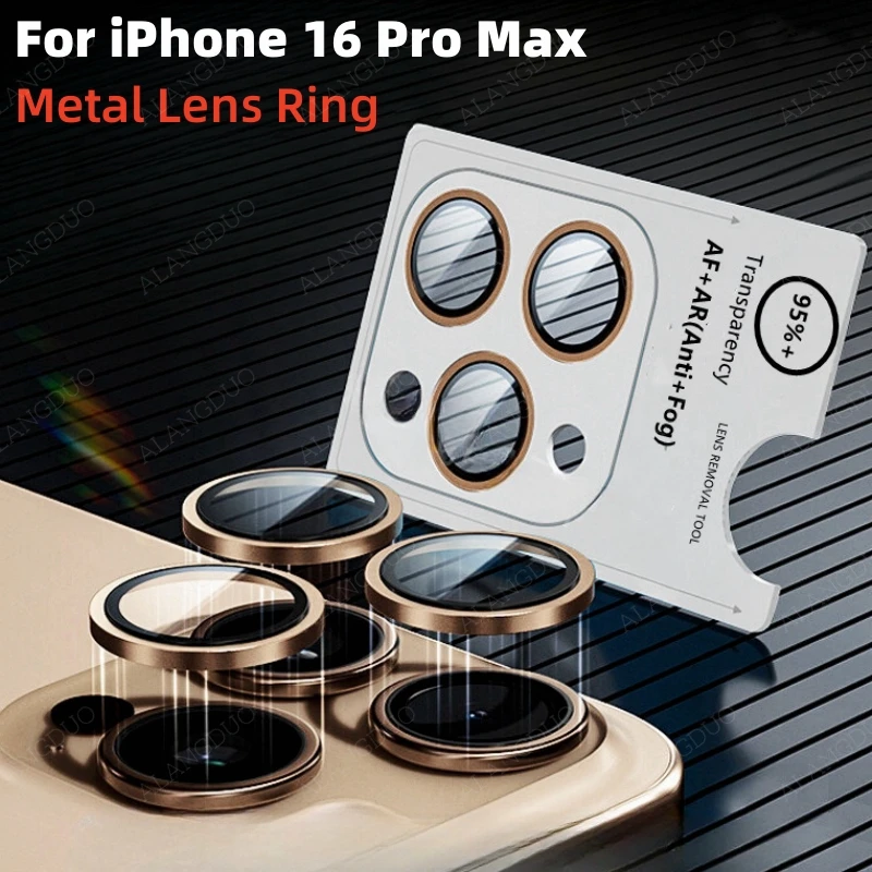 Metal Lens Rings For iPhone 16 Pro Max 16Plus 15 Anti Scratch Cover With Locator 16ProMax Camera Protector