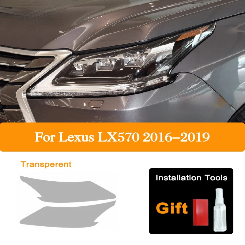 

2 pieces Car Headlight Tint Black Protective Film For Lexus LX570 2015-2019 Taillight black Transparent TPU Sticker Accessories