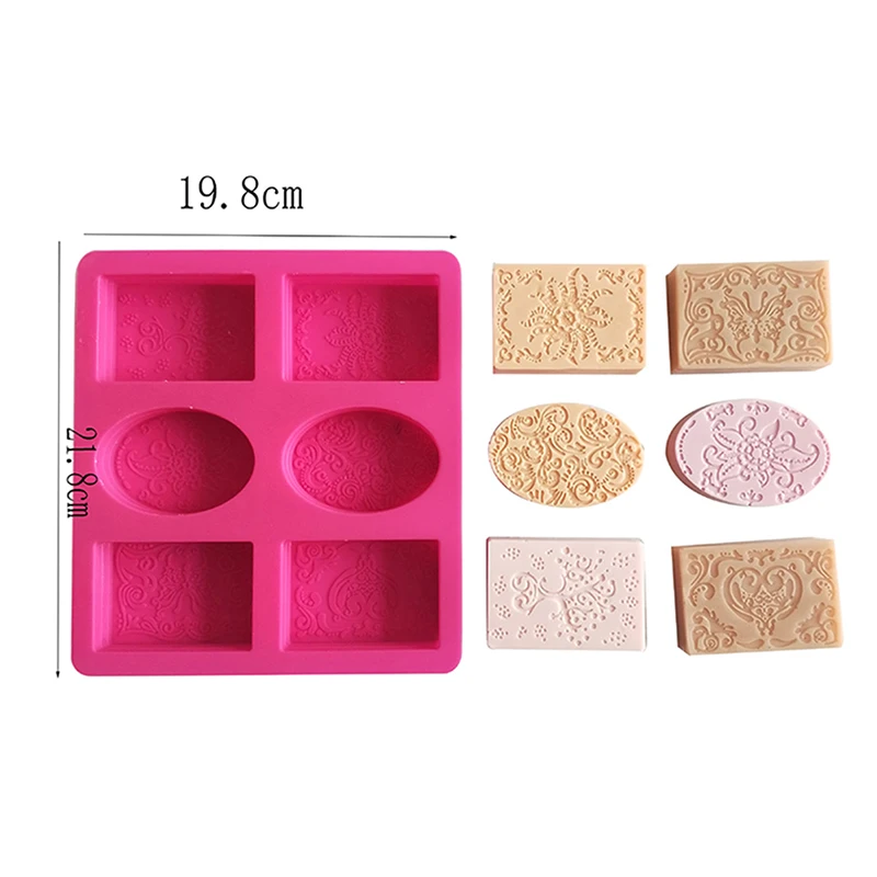 

6 Cavity Rectangle Oval Silicone Soap Mold Handmade Soap Making Craft for Home Bathroom Soap Forms Molde de jabón de silicona