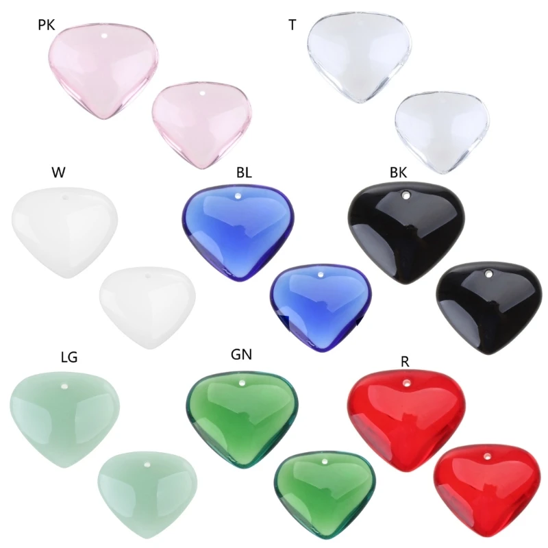 

Crystal Glass Heart Pendant Peach Heart Charm DIY Jewelry Making Craft Supplies H9ED