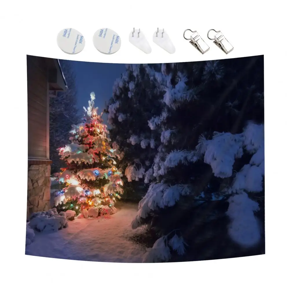 

Polyester 1 Set Cute Christmas Pattern Hanging Tapestry Home Decor Durable Christmas Wall Rug Washable Photography Props