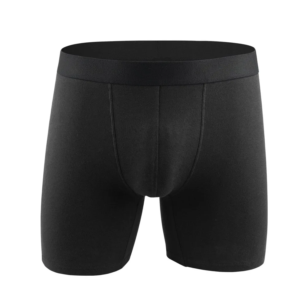 

Long Men Boxer Pants Solid Color Male Underwear High Waist Cotton Elastic Large-Size Underpants Shorts Boxers Sexy Pouch Panties