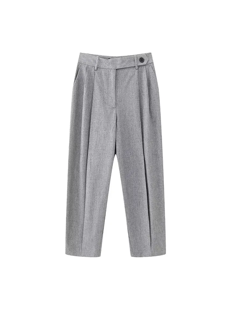 Nlzgmsj TRAF 2023 Женская шикарная модная офисная одежда прямые брюки + винтажные