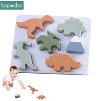 baby silicone dinosaur cognitive puzzle montessori toy child animals shapes puzzle teether educational game toys for baby gift