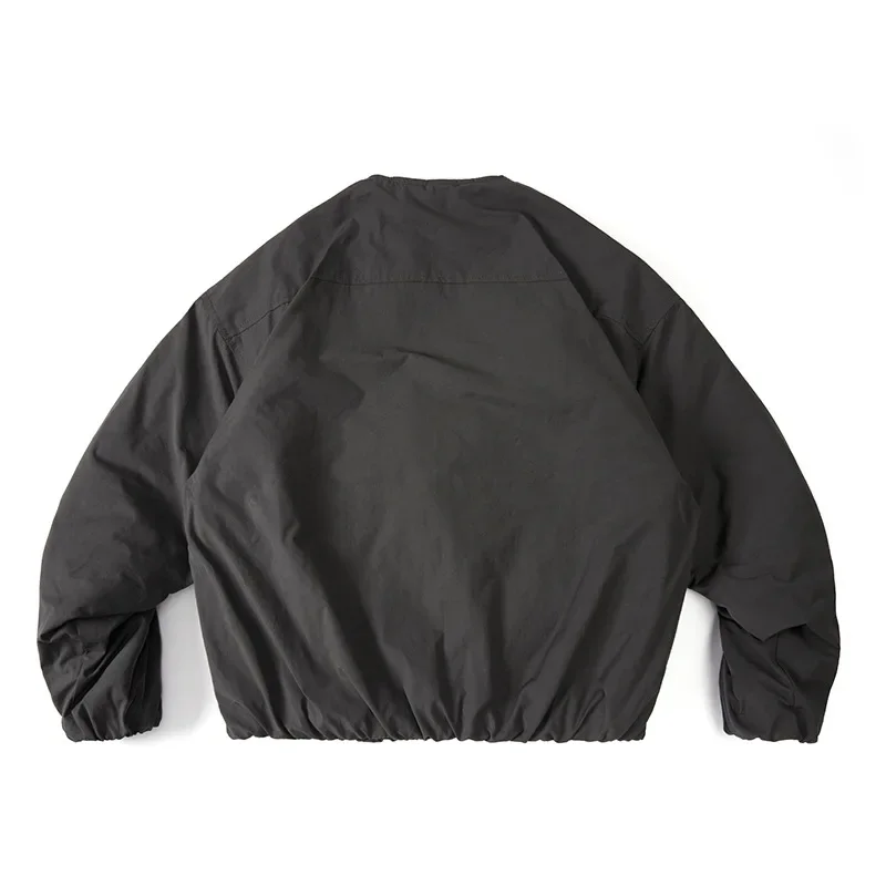 Хлопковое пальто из смеси шерсти в городском стиле с круглым вырезом