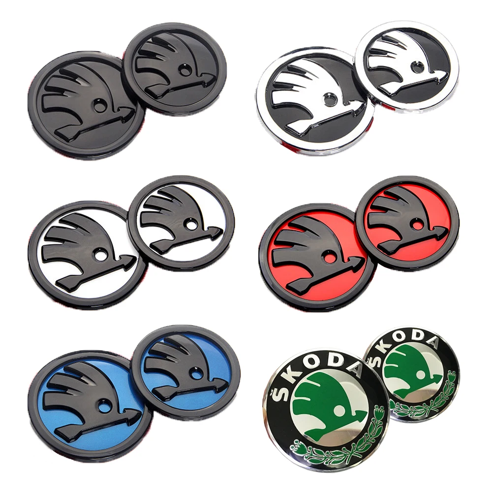 Передняя и задняя эмблема автомобиля из АБС-пластика для SKODA Rapid Fabia 1 2 Karoq Yeti Superb