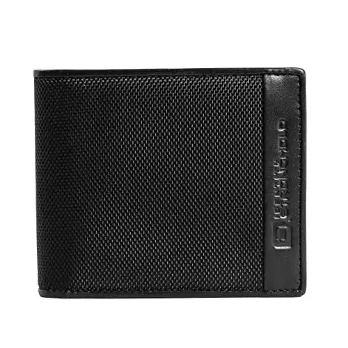 

Stylishly Slim 7 Slot RFID Blocking Bifold Wallet With ID Window - Men's Identity Stronghold Wallets - Black