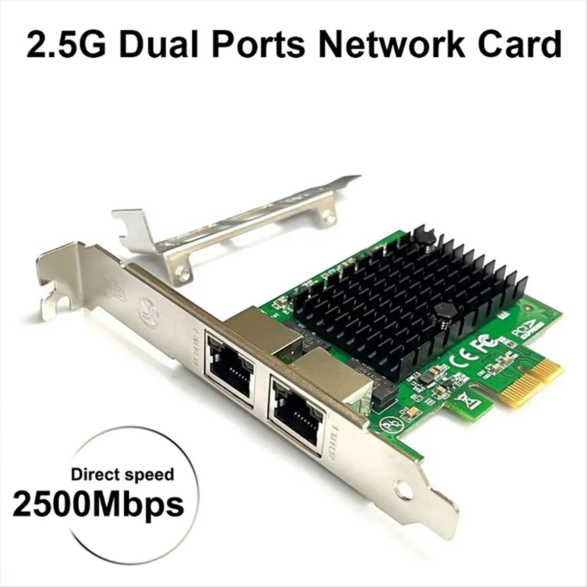 Сетевая карта PCIe 2.5G с 2 портами, адаптер Ethernet 2.5 Gigabit, чип RTL8125BG, PCI-E Ethernet LAN-адаптер для настольных ПК (art.: 3920dbf3564d2) - 3920dbf3564d2