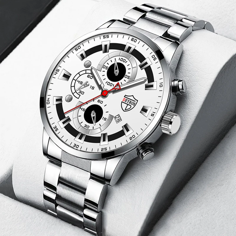 

Luxury Watches for Men Business Stainless Steel Quartz Wrist Watch Calendar Man Casual Sports Leather Watch Luminous Clock