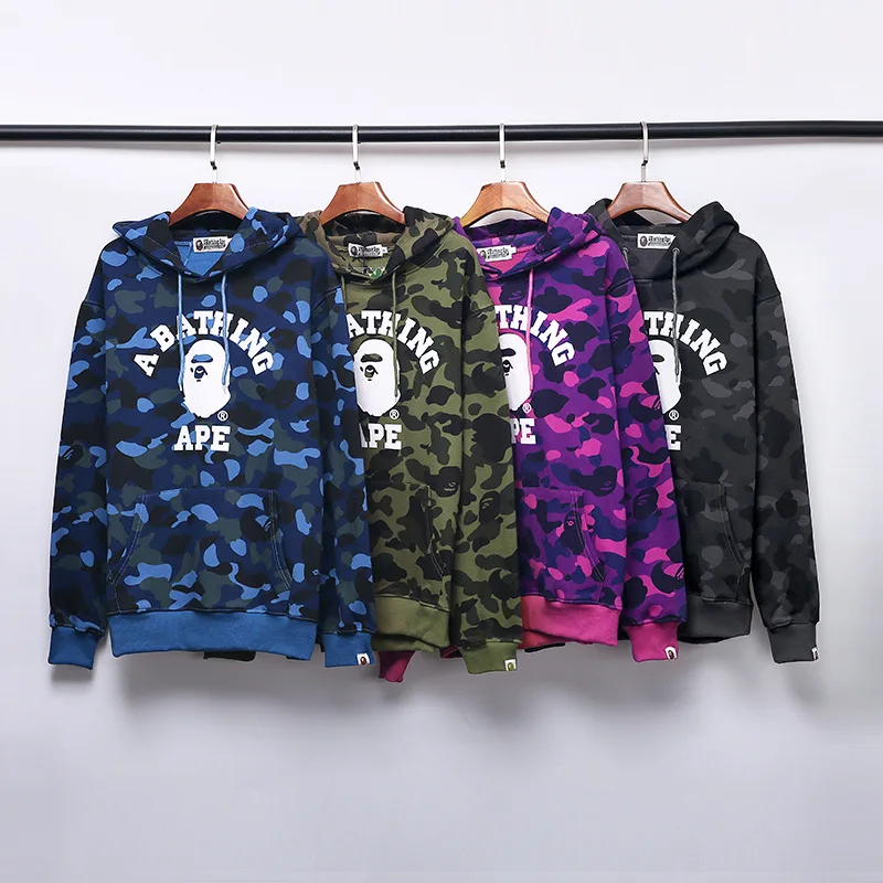 

BAPE Shark Hoodie Camouflage Print Sweatshirt For Men Women 2022 Spring Autumn Hooded Clothing Purple Hombres Mujer Sudaderas