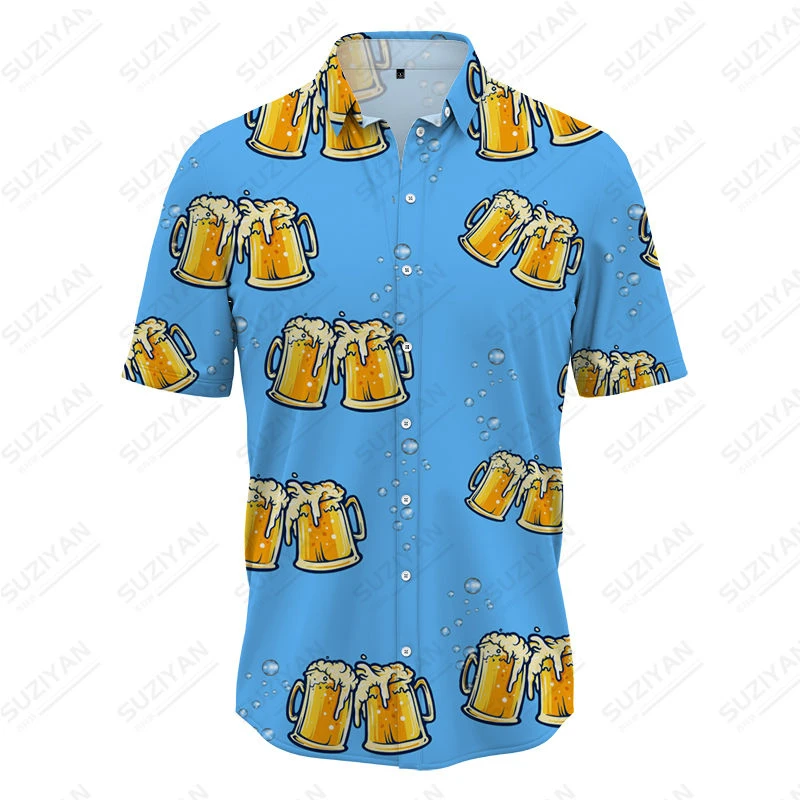 

Fashion Men's Hawaiian Shirt Men's Casual Blue Series Shirt Tortoise Print Beach Short Sleeve Shirt Street Plus Size Breathable