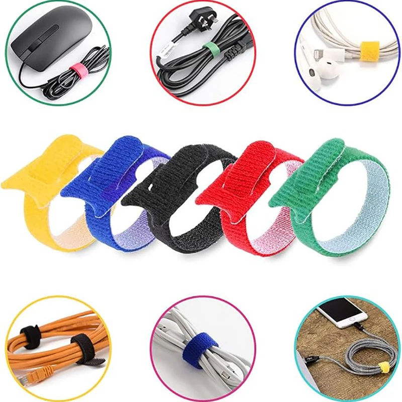 20/50/100 szt. Opaski kablowe wielokrotnego użytku z haczykiem i pętelką Wielofunkcyjne opaski Organizer przewodów Zarządzanie regulowanymi