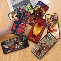 iron man hero case for xiaomi redmi note 10 9 8 pro 9s 10s 9a 9c nfc 7 k40 9t 8t 7a black soft silicone shell phone cover funda