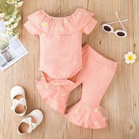 newborn baby bodysuit suits for girls for 0 18 months toddler top flare pants 2pcs set outfits new born infant summer clothing