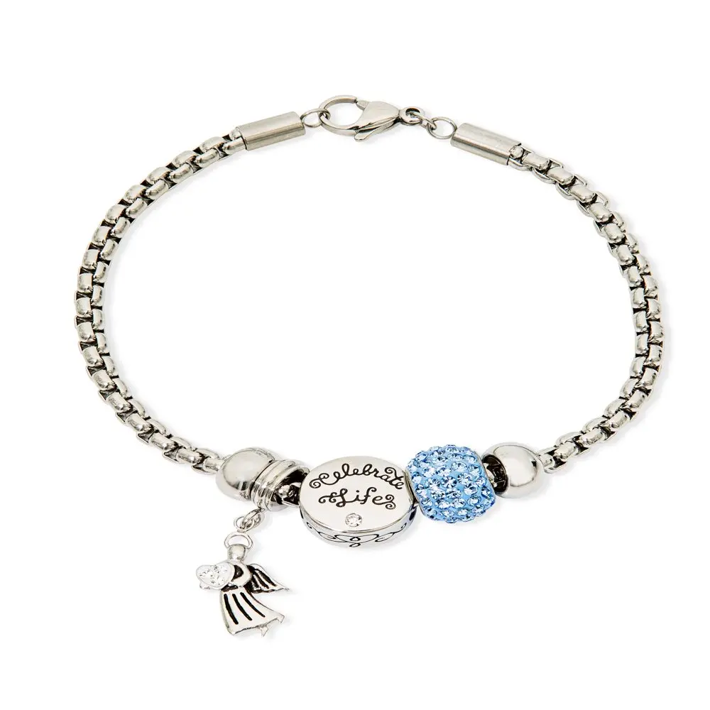 

Stainless Steel Angel Faith Charm Bracelet Set