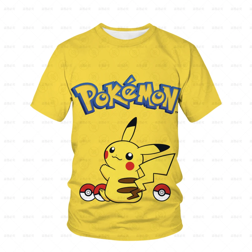 

New Cute Pocket Monster Pikachu T-shirt Children's Cute Game Cartoon Print Fashion Harajuku Casual Short Sleeve Garment 3t-13t