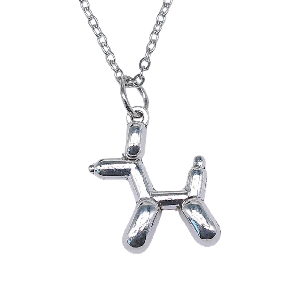 Прямая поставка античный серебряный цвет 19x15 мм воздушный шар ожерелья с пуделем