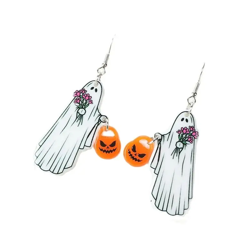 Висячие серьги на Хэллоуин 1 пара акриловые призраки и череп кошка с тыквой