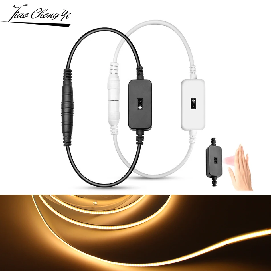 

IR Hand Sweep Motion Sensor Switch Detector 3A Smart Switch Dimmer for DC12-24V LED Strip Light Cabinet Closet Lights DC Plug