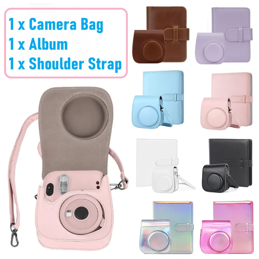 

Leather Camera Bag Photo Case Dustproof Camera Protective Case with Shoulder Strap/Photo Album for Fujifilm Instax Mini 11 9 8