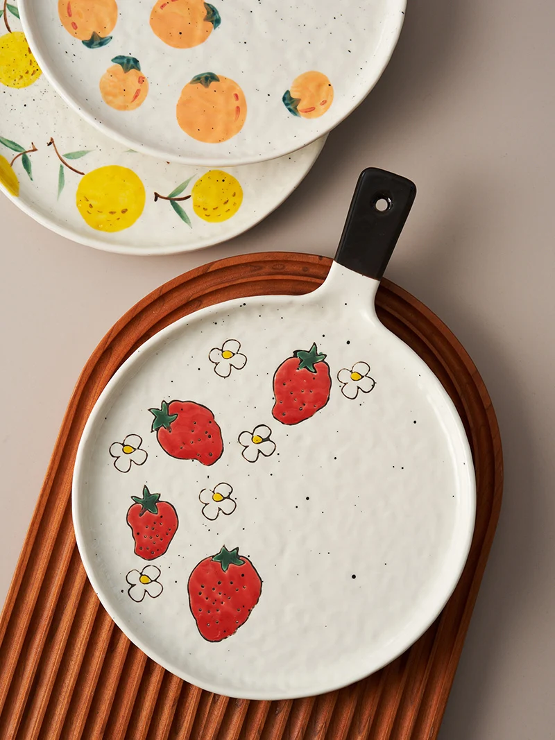 Тарелка для пиццы противень выпечки керамическая тарелка подсеть ручка красного