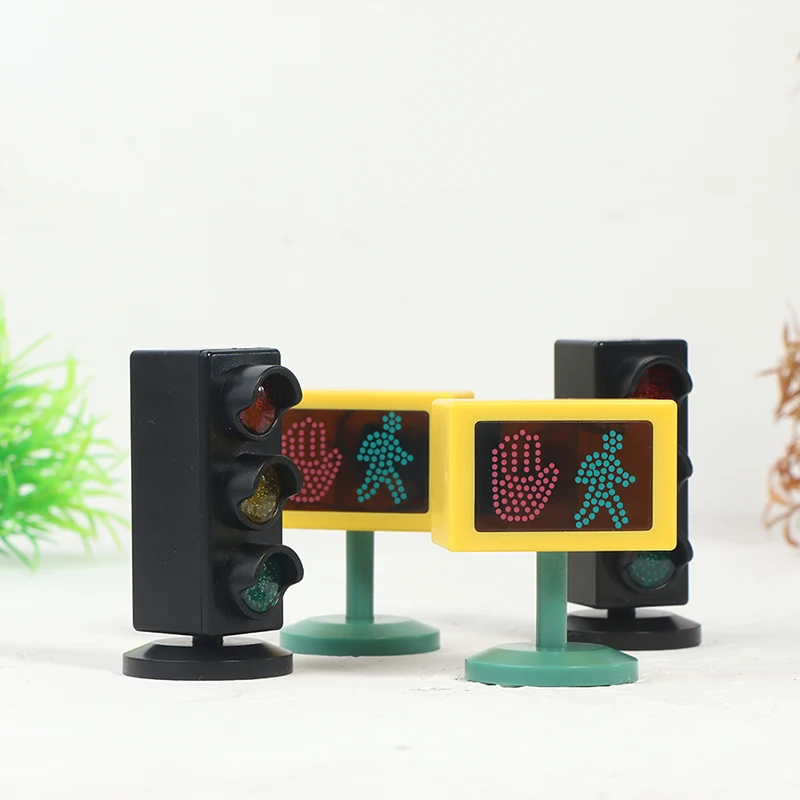 

Mini Dollhouse Traffic Signs Road Light Block with Battery LED Children Safety Kids Educational Toys Perfect Gifts for Birthdays