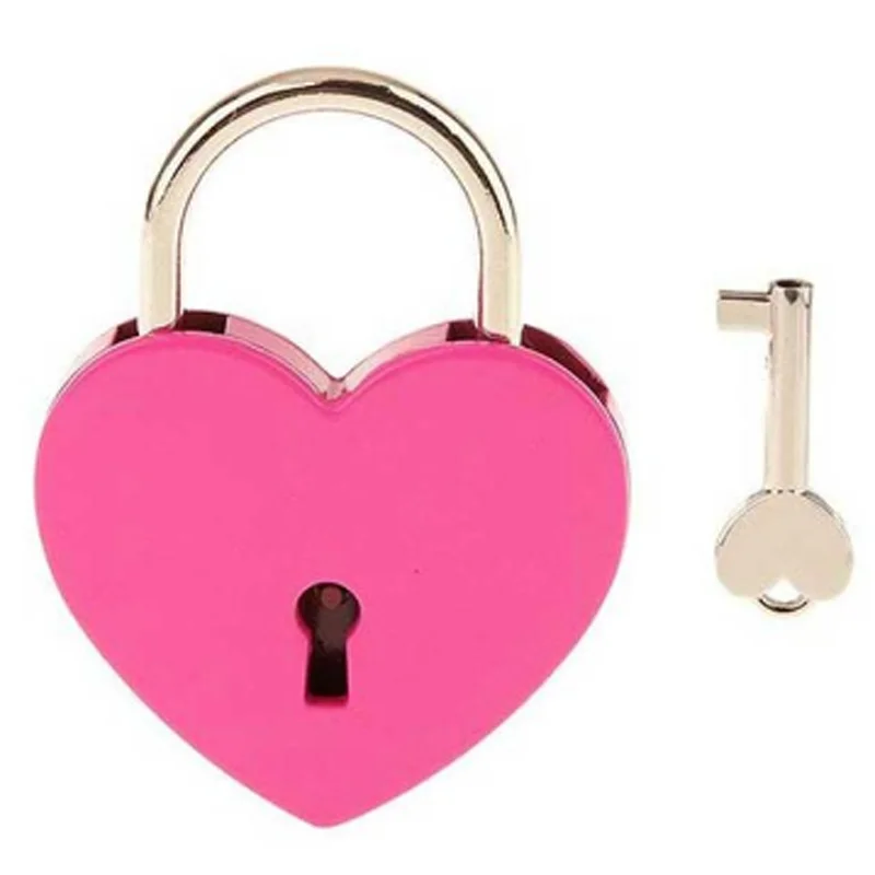 

Heart Style Padlock Large Anti-Theft Padlock with Key Lock Travel Jewelry Box Diary Suitcase Wardrobe Lock