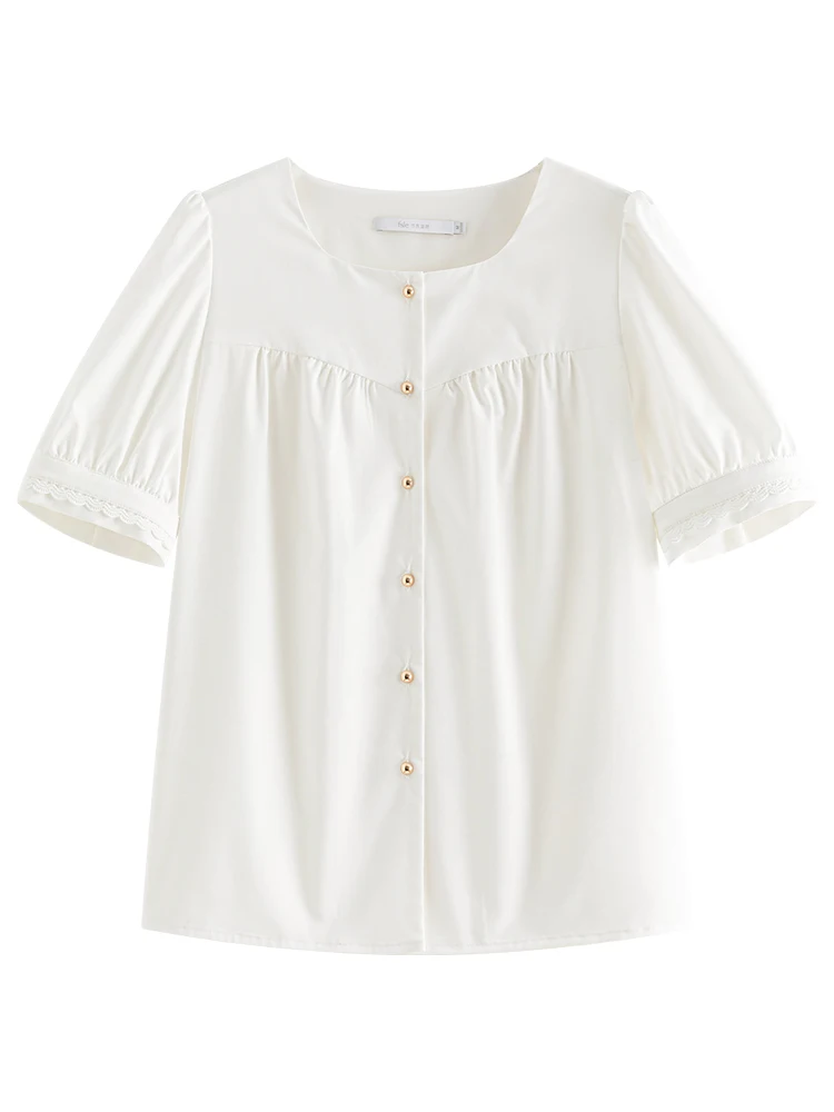 Женская блуза с квадратным вырезом коротким рукавом и