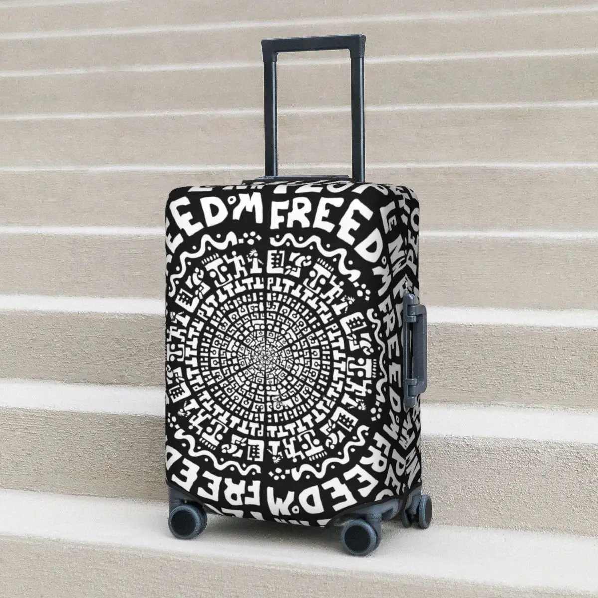 

White Letter Suitcase Cover Abstract Mandala Cruise Trip Vacation Useful Luggage Accesories Protector