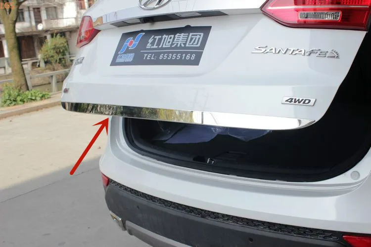 

For Hyundai SantaFe 2013-2015stainless steel Rear Trunk Door Trim Tailgate Trim Sticker Tail Gate Molding car accessories