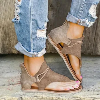 Women Summer Clip Toe Sandals Rear Zipper Comfortable Flats Shoes Lady Casual Mixed Colors Hollow Beach Sandalias Mujer 2023 1