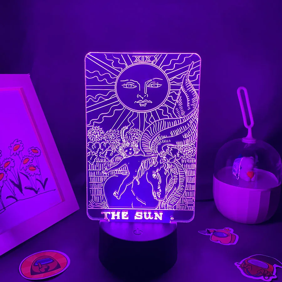 

The Sun Tarot Lava Lamps 3D LED RGB Neon USB Touch Night Lights Changing Colorful Gift For Friend Bedroom Table Desk Decoration