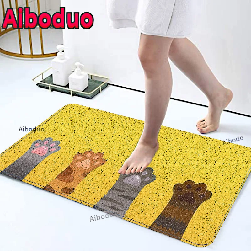 

Room Bathroom Set Exclusive Door Mat 3D Cat Claw Printing Floor Mat Living Room Soft Sponge Bathroom Absorbent Non-slip Foot Mat