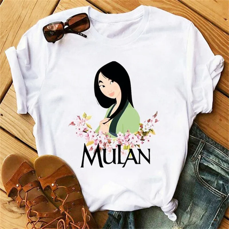 Toon Mulan Princess Graphic Women T-shirt Girl Top Ladies Sh