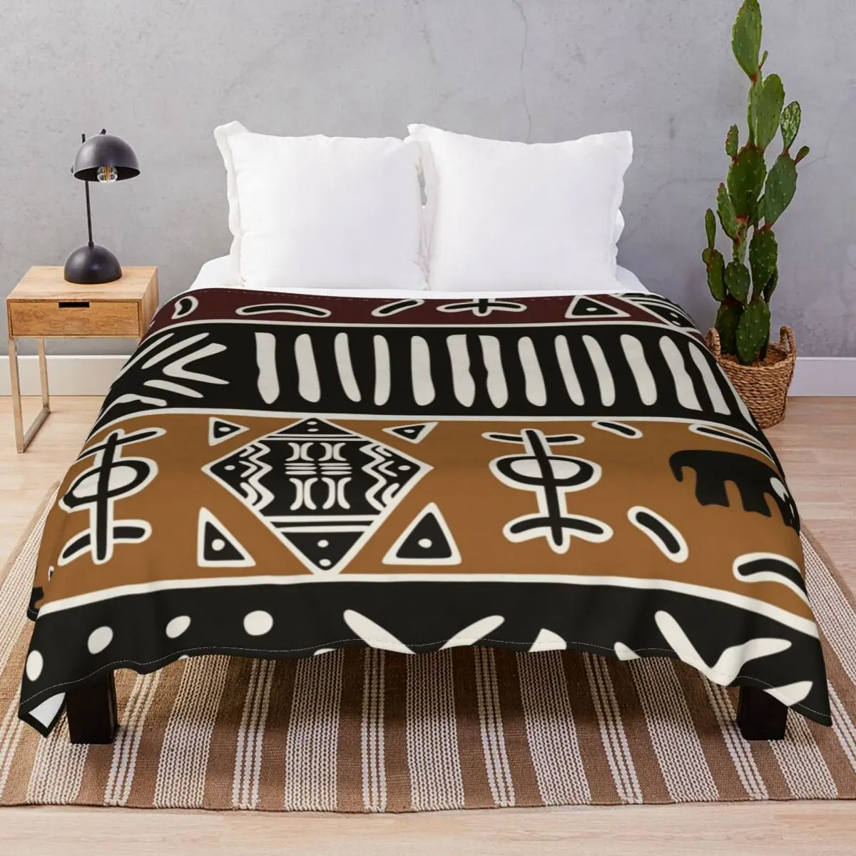 African Mud Cloth Blanket Velvet Spring/Autumn Super Warm Throw Blankets for Bed Sofa Camp Cinema