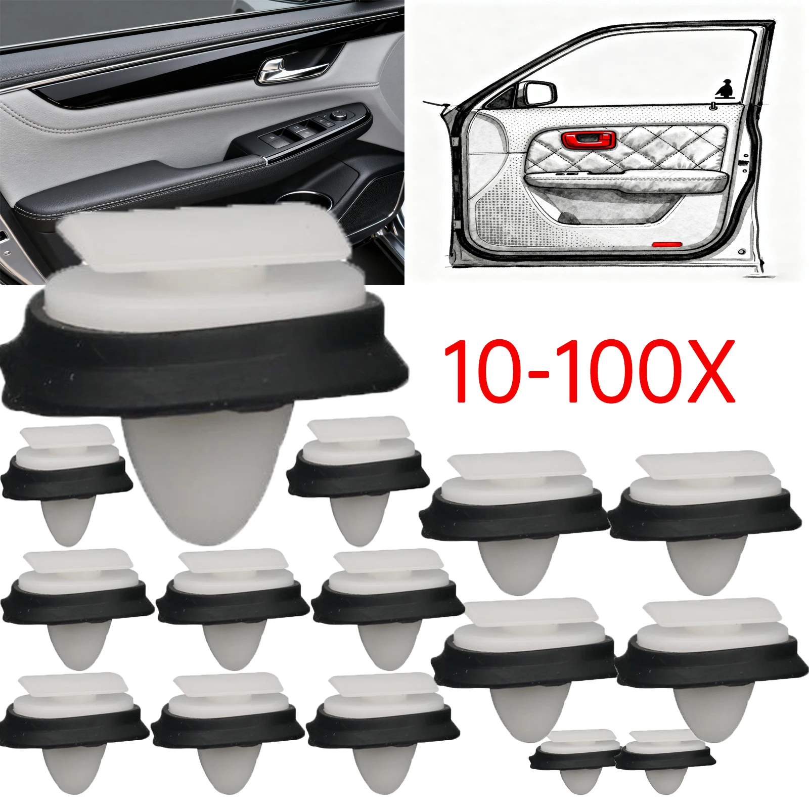 

10-100X комплект зажимов для обшивки двери автомобиля, боковая внешняя молдинг-лента для кузова, крепеж для Citroen JUMPER Fiat Ducato Peugeot Boxer