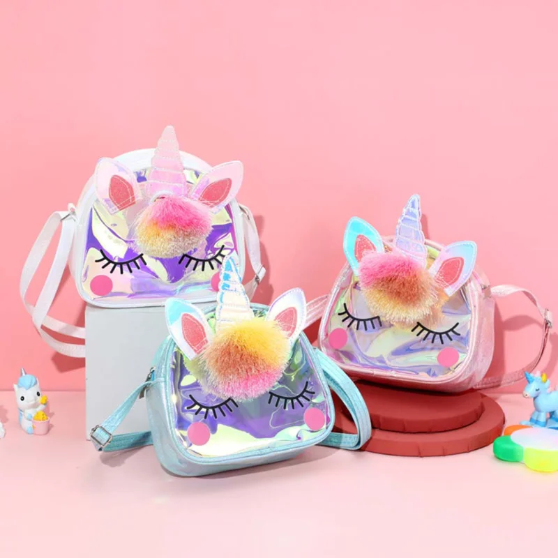 

Children Girls Cartoon Unicorn Shoulder Bag Crossbody Messenger Handbag Keys Coin Purse Cosmetic Mobile Phone Storage Pouch Tote