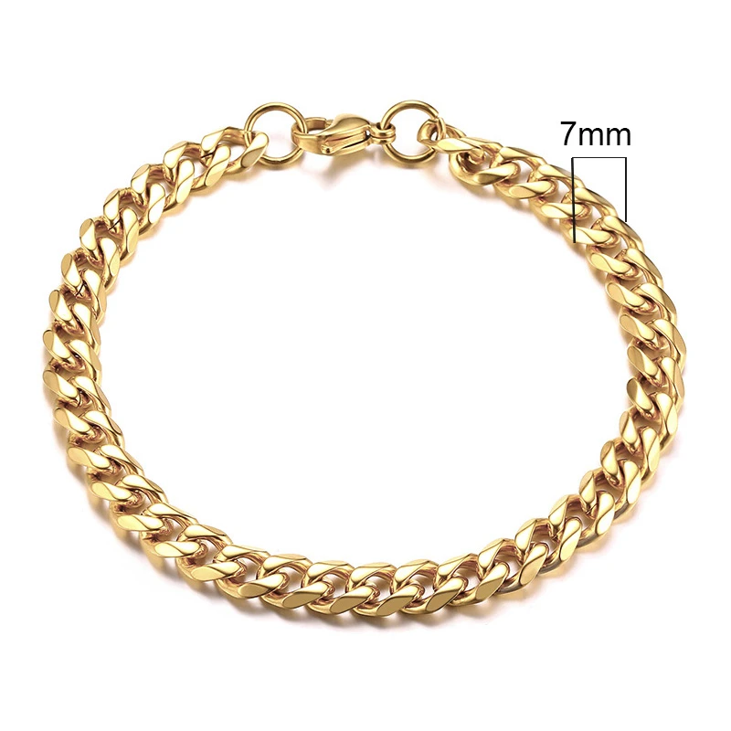 

Hot 3-11mm Thick Miami Curb Chain Men's Bracelet, Stainless Steel Cuban Chain Wristband Classic Punk Heavy Duty Men's Jewelry