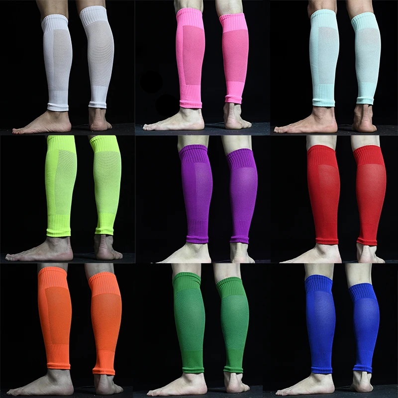 

Professional Football Shin Pad Socks Men's Football Socks Leg Sleeve Pure Color 1 Pair No-Slip Breathable Leg Stockings